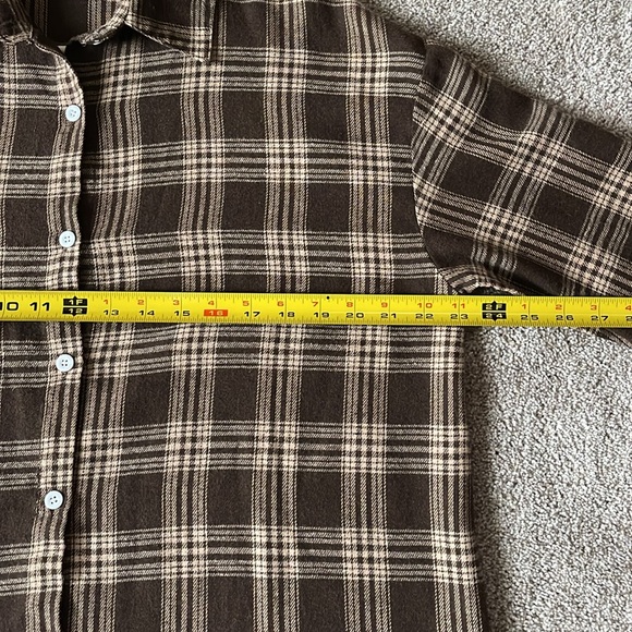 SHEIN Women’s Flannel Long Sleeve Shirt Brown and Tan Sz 6 - Picture 13 of 13